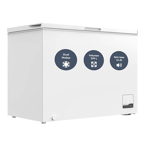 SCHOEPF – GT300S Gefriertruhe 299 L – Weiß – 83,5 x 112,5 x 61 cm – Energieklasse E – Schnellgefrieren – 41 dB – 231 kWh/Jahr – 4-Sterne-Kennzeichnung – Freistehend