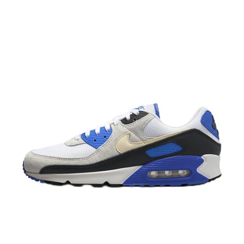 Nike Herren Air Max 90 Premium Sneaker, Weiß, Khaki, Racer, Blau, Schwarz, 39 EU