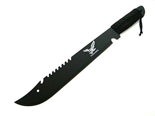 KOSxBO® Bolo Machete Messer mit Sägerücken und Kunststoffscheide o. Nylonscheide Länge 50 cm, Klinge 34,5 cm