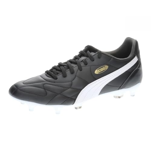 PUMA Unisex King Top Mxsg Soccer Shoe, Black White Gold, 44 EU