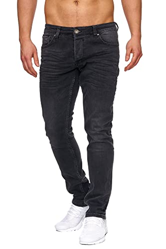 Tazzio Jeans Herren Slim Fit Stretch Jeanshose Hose Denim 16533 (38/32, Schwarz)
