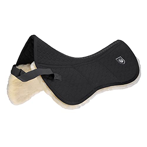 Werner Christ Lammfell Sattelpad Ultra XH Hohe Widerrist Tripletasche anatomische Sattelkissen aus echtem medizinischem Fell, in schwarz, Größe: Warmblut