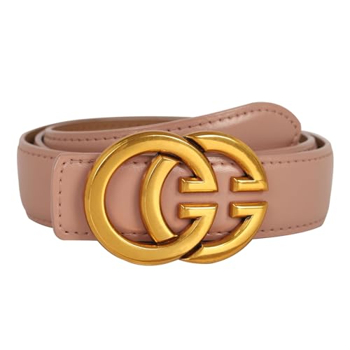 Aurolran Damen Mode Metall Schnalle Leder Gürtel mit Jeans Kleid, G-006 Rosa, 105cm: Fit Waist Size 28-33 Inches