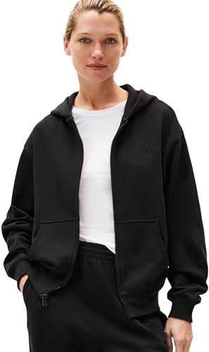 Tommy Hilfiger Damen Hoodie mit Reißverschluss Full Zip mit Kapuze, Schwarz (Black), L