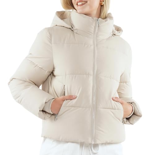 PUFFIT Damen Winter Jacke mit Kapuze Warmer Wasserdicht Winterjacke Steppmantel Female Jacken