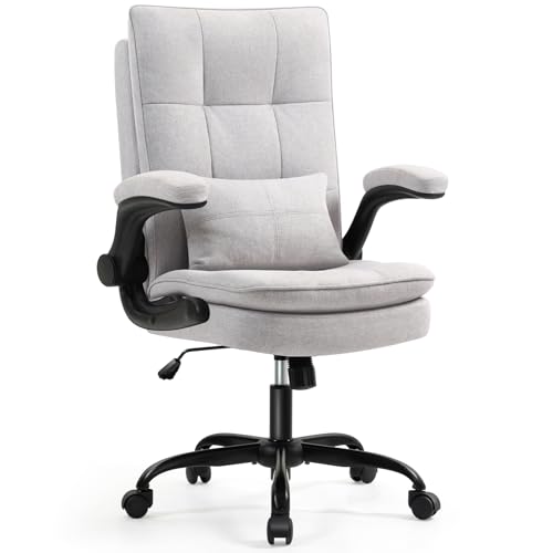Asukale Bürostuhl Ergonomisch [TESTSIEGER] Schreibtischstuhl | Atmungsaktiver Stoff & Hohe Rückenlehne | Höhenverstellbar & Wippfunktion | Chefsessel 150 Kg | Drehstuhl Mit Rollen | PC Stuhl Grau
