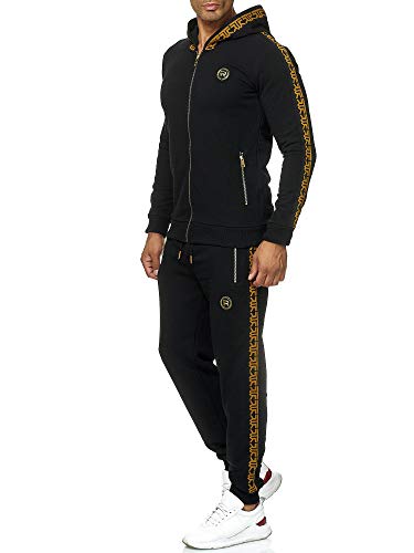 Redbridge Herren Jogginganzug Sweat Suit Set Jacke Hose R-Logo Premium M2157-M4237 Schwarz L
