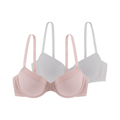 Dorina Set aus 2 niedrig gepolsterten Halb-BHS,Rosa/Elfenbein,85B