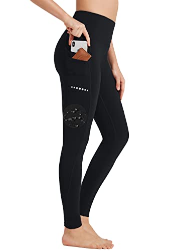 BAYGE Damen Sport Leggings Winter Hohe Taille Fleece Gefüttert Wasserdicht Blickdicht Bauchkontrolle Slim Fit Yogahose Sporthose Sweathose Fitnesshose mit Taschen, Schwarz, S