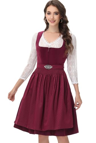 ELFIN Samt Dirndl Damen Midi - Elegantes Trachtenkleid