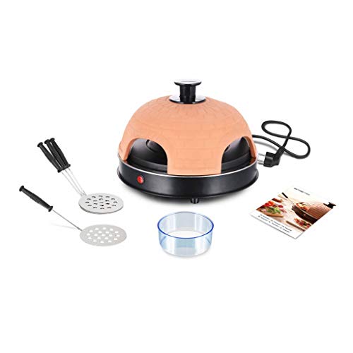 Emerio Pizzaofen, PIZZARETTE das Original, handgemachte Terracotta Tonhaube, patentiertes Design, für Mini-Pizza, echter Familien-Spaß für 4 Personen, PO-115985