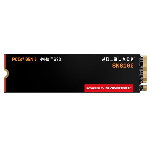 WD_Black SN8100 2 TB PCIe 5.0x4 NVMe M.2 SSD (Lesegeschwindigkeiten von bis zu 14.900 MB/s, Schreibgeschwindigkeiten von bis zu 14.000 MB/s, TLC 3D CBA NAND) - Powered by SANDISK