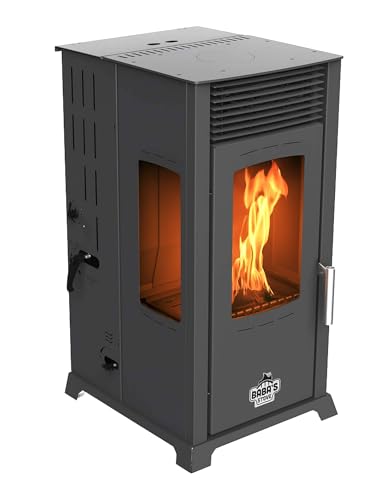 Babas Eco Plus Panorama Hybridofen Pellets und Holz Kombiofen Kaminofen 8 kW Pelletofen ohne Strom Schwarz Holzofen Holz Ofen Kamin