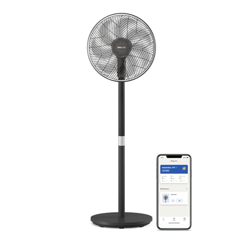Philips Smart Standventilator Serie 3000. Starke & extrem leise SilentWings-Technologie. 19 dB. 2-in-1-Tisch- & Standventilator. Neig- & drehbar. App-Steuerung. 12-St.-Timer. Schwarz (CX3550/01)