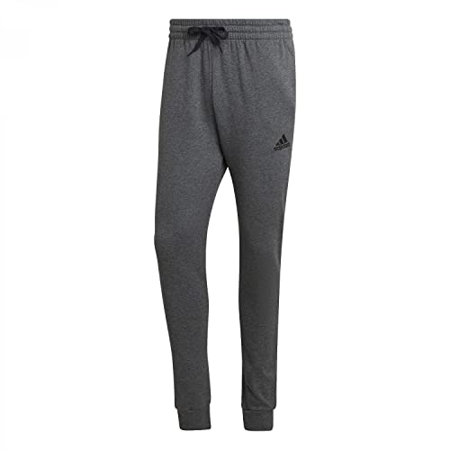 adidas Herren Essentials Fleece Regular Tapered Pants, dark grey heather/black, M