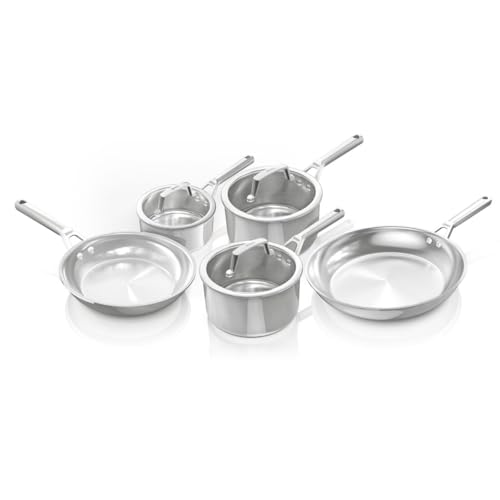 Ninja EverClad 5-teiliges Topf- und Pfannen-Set aus Edelstahl, geeignet für alle Herdarten, sogar Induktion, ofenfest bis 300 °C, durchgehender Induktionsboden, C95005EUI