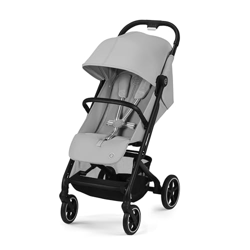Cybex Gold Kinderwagen Beezy mit One-Pull Harness, Ab Geburt bis ca. 4 Jahre (max. 22 kg), Kompakt und ergonomisch, Fog Grey (Hellgrau mit schwarzem Rahmen)