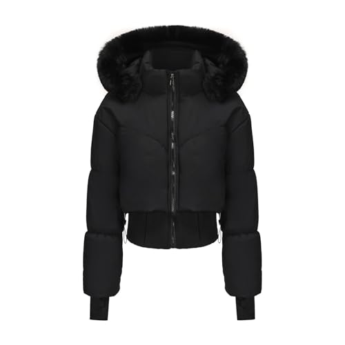 Zeiayuas Winterjacke Damen Winter Warm Daunenjacke Bequeme Weich Wintermantel mit ReißVerschluss Einfarbig Lässig ÜBergangsjacke Klassische Vintage Pufferjacke Langarm Kurz DaunenmäNtel Outdoorjacke