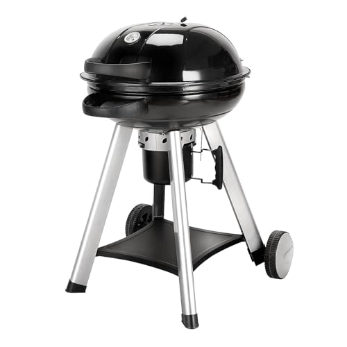 TAINO NEO Holzkohle-Kugelgrill mit klappbarem Deckel Kettle-Grill Ø 57 cm Thermometer Schwarz