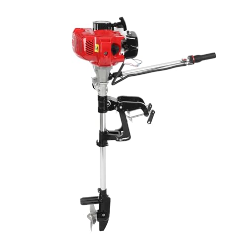 OUKANING Außenbordmotor Benzin 2-Takt 6PS Luftkühlung Bootsmotor Aussenborder Motor für Schlauchboote, Angelboote, Kajak Angelboote