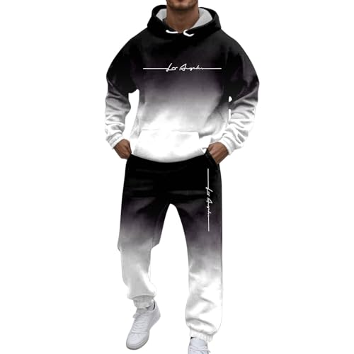 Trainingsanzüge Herren Jogginganzug Gradientenfarbe 2 Teilig Hip Hop Y2K Tracksuit Hoodies + Jogginghosen Männer Freizeitanzüge Kapuzenpullover Casual Bequeme Sportanzug