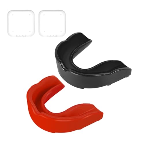 Flintronic Sport Zahnschutz, Zahnschutz Erwachsene Sport Mundschutz, 2 Stück Mundschutz Boxen, mit Tragbar Hygienebox, für Rugby, Boxen, Kampfsport, Hockey, MMA, Taekwondo und Mehr, Erwachsene