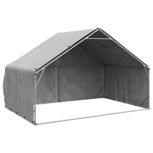 vidaXL Outdoor-Hundezwinger mit Abdeckung 3x2x1,9 m Verzinkter Stahl, Outdoor-Haustierkäfig, großer Hundekäfig, Hundezwinger, Outdoor-Hundehütte