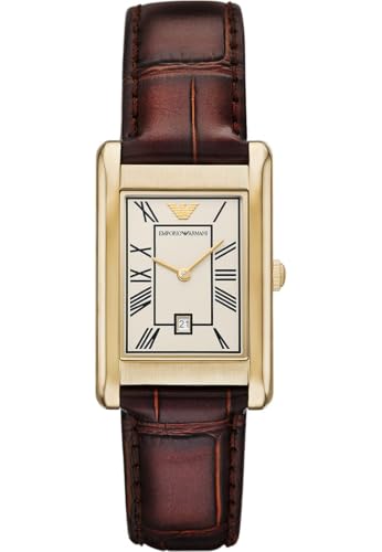 Emporio Armani Watch for Men, Automatic Movement and 36mm Case Size with Stainless Steel, Leather or Silicone Strap Wein, 25MM