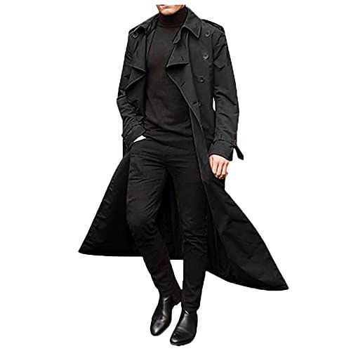 Generisch Herren-Wintermantel - Wollmantel mit Stehkragen Peacoat Lange Jacke Slim Fit Wollmantel Große Größen Bequeme Casual Trenchcoat Für Business Und Freizeit Freizeit Herren-Mäntel