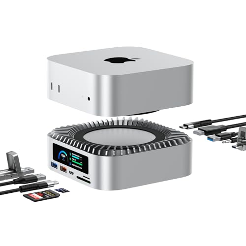 RayCue All-in-One-Dock für Mac Mini M4 mit Smart-Displays, NVMe/SATA SSD-Gehäuse, 4K60Hz HDMI, 10G USB-A/C, 5G USB-A*2, USB-C Laden, SD/TF, Audio - Mac Mini M4 HUB & Dockingstation (2024)