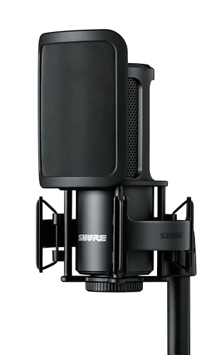 Shure SM4 Studio Recording Mikrofon, XLR Heimstudio Kondensator Mikrofon Optimiert für sanfte Vocals bis zu Lauten Instrumenten mit Mix-Ready Audio - robuste Metallbauweise (SM4-K-KIT)