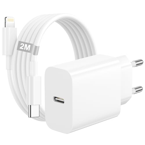 iPhone Ladegerät, iPhone Schnellladegerät und Lightning Ladekabel 2M für Apple iPhone 14 13 12 11 Pro Max/Mini/XS/X/8/SE/iPad, 25W USB C Ladegerät mit Lightning Ladekabel USB C Netzteil Stecker