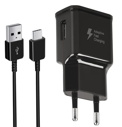 Ladegerät mit Ladekabel Kompatibel mit Samsung Galaxy S8, S8 Plus, S9, S9 Plus, S10, S10 Plus, S10e 5G, A50, A51, A40, A30, A20, A20e, Z Flip3, Z Fold2 5G, Ersatz-Original Schnellladegerät Schwarz