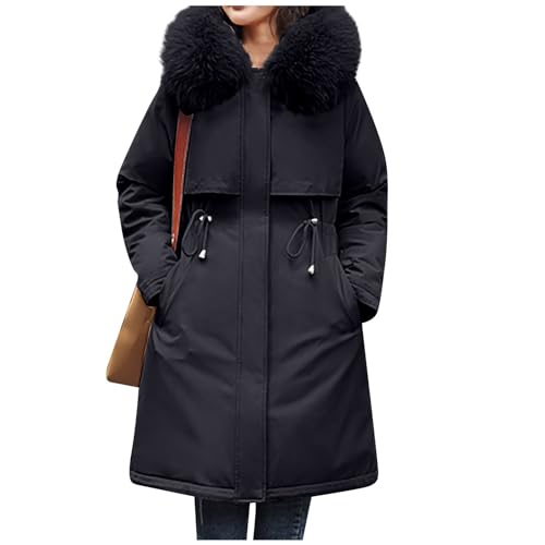 Damen-Jacken Steppmäntel Langen Ärmeln Wintermantel Damen Elegant Winterparka Warm Gefüttert Daunenjacke Übergangsmantel Lose Casual Kuscheljacke Puffer Jacke Softshelljacke Funktionsjacke Taschen
