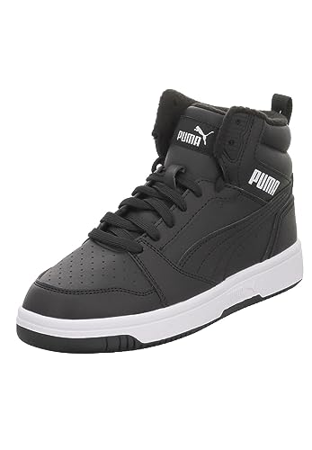 PUMA Unisex Kinder Rebound V6 Mid Wtr Jr Sneaker, Black White, 37.5 EU