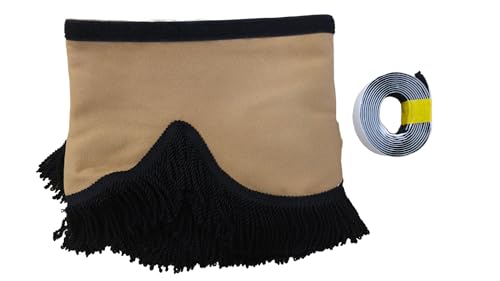 KramTruck - LKW-Gardine mit Quasten - Sonnenblende für LKW - Sonnenschutz für Alle Truck Maarken (Dunkelbraun, Schwarze Quasten)