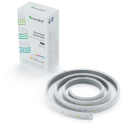 Nanoleaf Essentials Lightstrip Erweiterung, 1m Zusätzlich Smart RGBW LED Strip - Thread & Bluetooth 16 Mio. Farben Streifen, Musik & Bildschirm Sync, Funktioniert mit Google Home Apple, Deko & Gaming