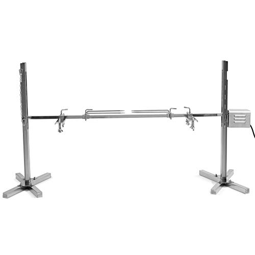 BBQ-Toro Edelstahl Spanferkelgrill mit Motor | höhenverstellbarer Spießgrill | Elektrisches Edelstahl Grillspieß Set mit Drehspieß für Lagerfeuer, Camping und Garten, für Spanferkel und Lämmer