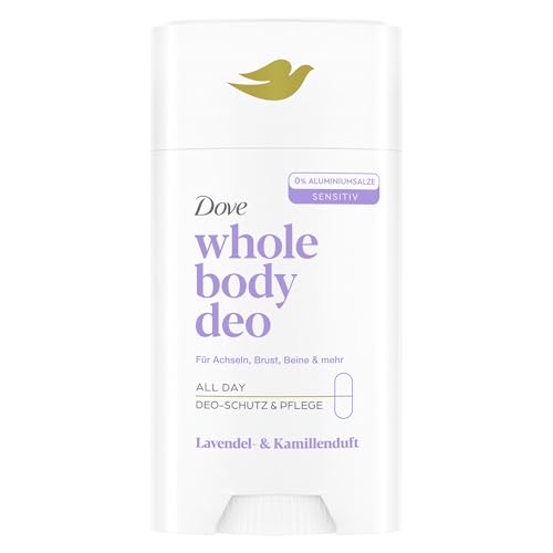 Dove Whole Body Deo Lavendel- & Kamillenduft Deo-Stick mit 0% Aluminiumsalze für Achseln, Brust, Beine und mehr 75 ml