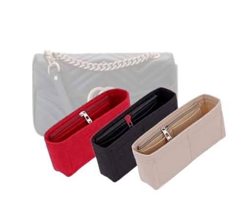 LinerLink Taschen-Organizer für Gucci Marmont Mini-Tasche, 22 x 13 x 6 cm (L x H x T), handgefertigter Tascheneinsatz, 2 mm Filztascheneinsatz, Damen-Handtaschenformer (Beige, Stil A: Belichtung)