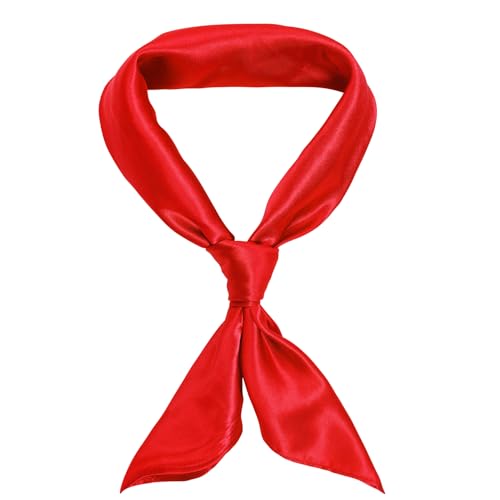 Damen Chiffon Seidentuch Schals Seidenschal Bandana Halstuch Kopftuch Geschenk Frauen Mädchen Halloween Karneval Kostüm Zubehör 60 * 60 cm (Rot, 60 * 60 cm/23.6 * 23.6 in)
