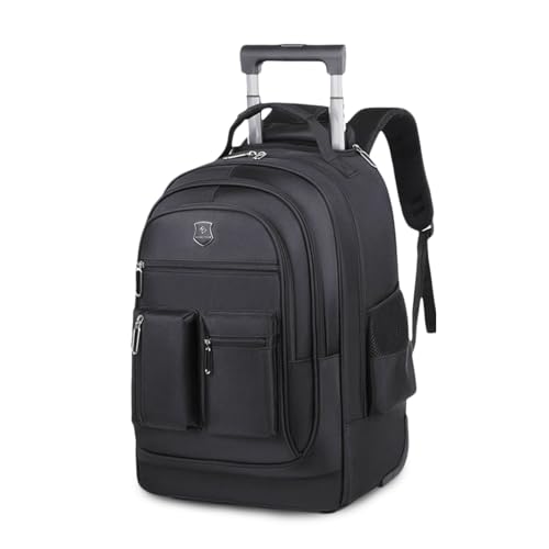 FANDARE Business Trolley Reiserucksack mit Rollen Handgepäck Koffer Groß Rolling 15.6 Zoll Laptop Rucksack Reisetasche mit Rädern Herren Laptoptasche Reisekoffer Aaktenkoffer für Schule Arbeit Schwarz