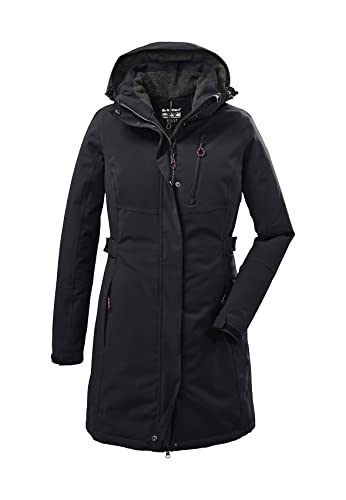 Killtec Damen Parka Funktionsparka mit abzippbarer Kapuze KOW 165 WMN PRK wasserdicht, Winddicht, atmungsaktiv 00200-schwarz 38