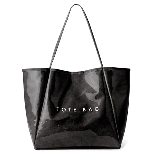 KALIDI PVC Handtasche Damen Groß Tote Bag Kraftpapier Shopper Tasche Damen Umhängetasche Hobo Bag für Schule Büro Arbeit Reisen Ausflug Einkauf