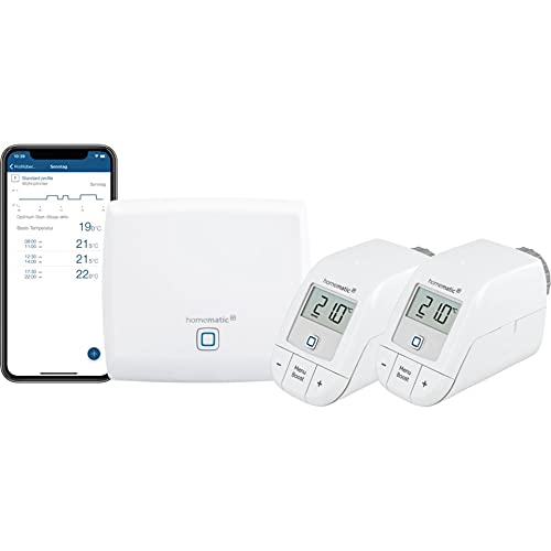 Homematic IP Smart Home Starter Set Heizen, Digitale Steuerung für Heizung mit oder ohne App, Alexa, Google Assistant, einfache Installation, Energie sparen, Thermostat, Heizungsthermostat, 156537A0