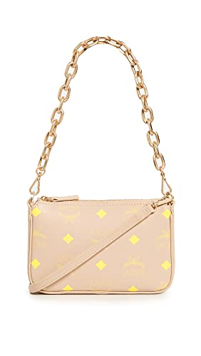 MCM Damen Color Splash Logo Mini Pouch, Croissant, Hellbraun, Grafik, Einheitsgröße