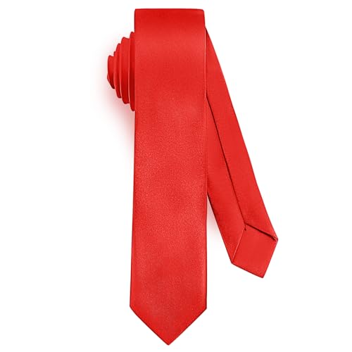 URAQT Herren Krawatten, Satin Elegant Krawatte 5 cm für Herren, Klassische Hochzeit Schlips für Büro Oder Festliche Veranstaltungen, Rot
