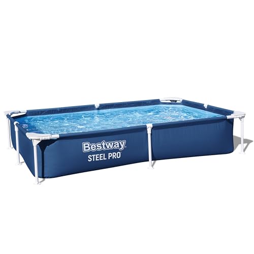 Bestway Steel Pro Frame Pool ohne Pumpe 221 x 150 x 43 cm, dunkelblau, eckig
