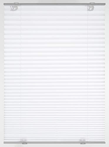 GARDINIA Solo Plissee ohne Bohren, Mit Saugnäpfen, Blickdichtes Falt-Rollo, Inkl. Aller Montage-Teile, 2 Bedienschienen aus Aluminium, Weiß, 90 x 130 cm