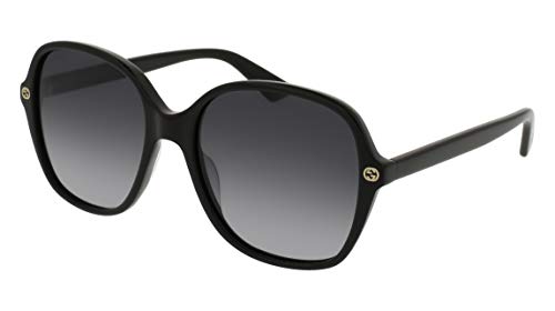 Gucci Damen GG0092S 001 Sonnenbrille, Schwarz (Black/Grey), 55